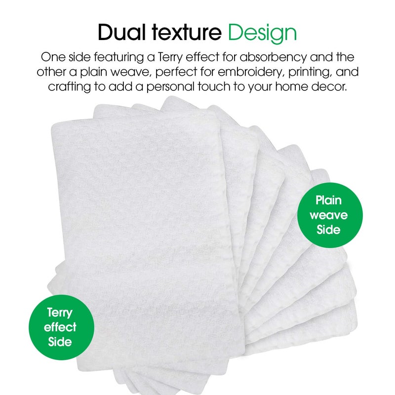 DG Collections White Kitchen Towels - 100% Cotton Terry Tea Towels for Cleaning, Drying, and Highly Absorbent Kitchen Dish Cloth for Bar Cleaning - 8 Pack - 15 x 25 Inches - Image 4